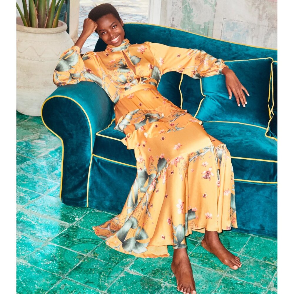 Johanna Ortiz x H&M Yellow Maxi Dress Sz 2 - Picture 2 of 10